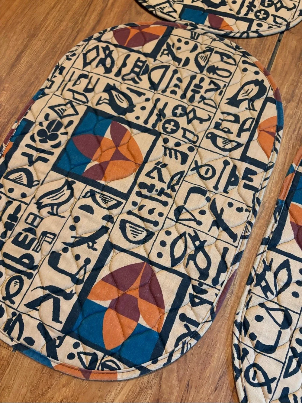 Vintage Aztec Tribal Geometric Quilted Placemats & Napkins Set of 4 Romatch